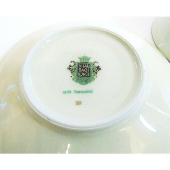 Shau Bach Kunst Wallendorf CUP & SAUCER SET Red Orange Ornate Gold Relief Flower - Picture 5 of 6